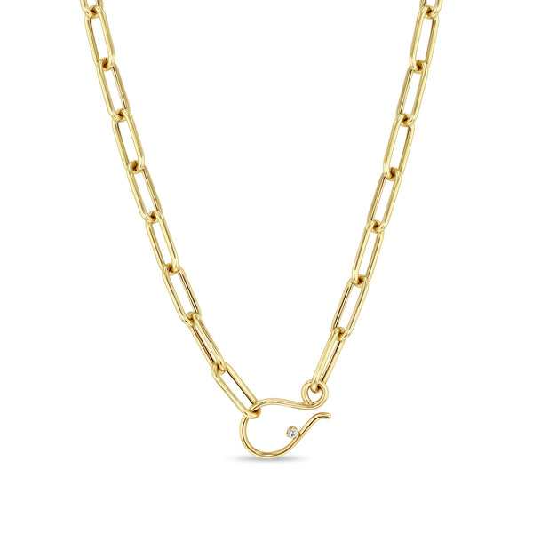 Zoë Chicco 14k Gold Large Paperclip Chain with Diamond Hook Closure