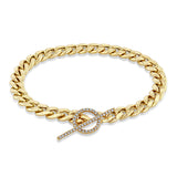Zoë Chicco 14k Gold Large Curb Chain Pavé Diamond Toggle Bracelet