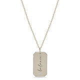 Zoë Chicco 14k White Gold Large "balance" Square Edge Dog Tag Pendant Necklace