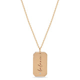 Zoë Chicco 14k Rose Gold Large "balance" Square Edge Dog Tag Pendant Necklace
