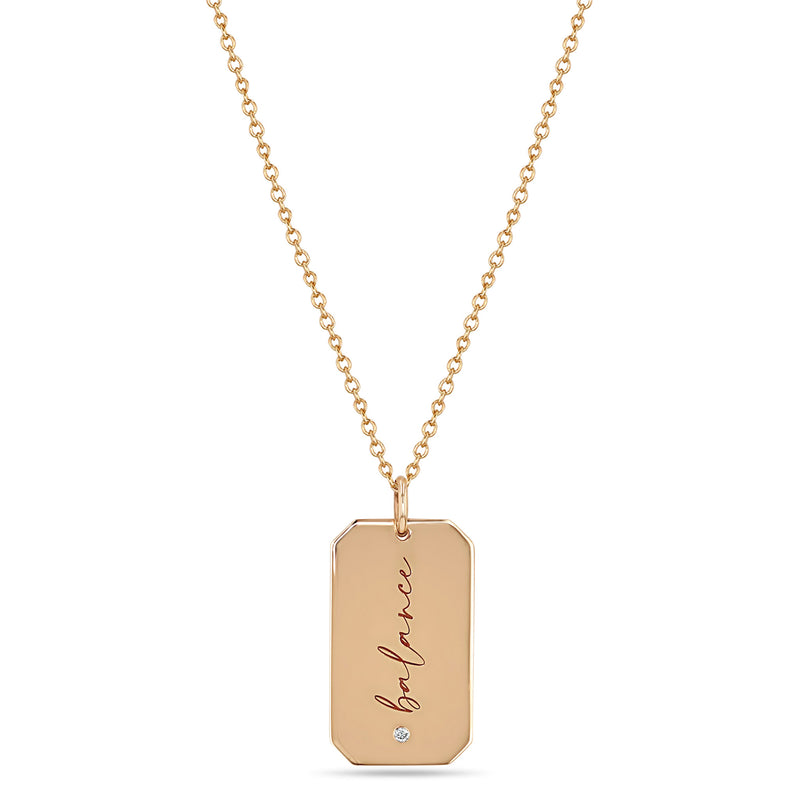 14K Gold Engravable Dog Tag Pendant - Valentine's Day Gifts