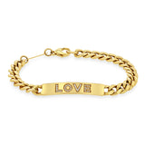 Zoë Chicco 14kt Gold Pavé Diamond LOVE Large Curb Chain ID Bracelet