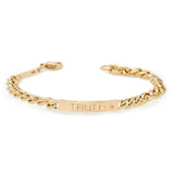 Men's 14k Gold Large Curb Chain ID Bracelet with Diamond