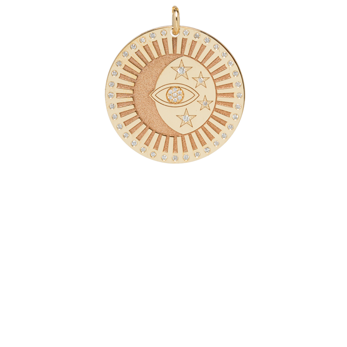 14k Large Celestial Protection Medallion Charm