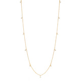 14k 11 Dangling Diamond Charm Long Chain Necklace - SALE