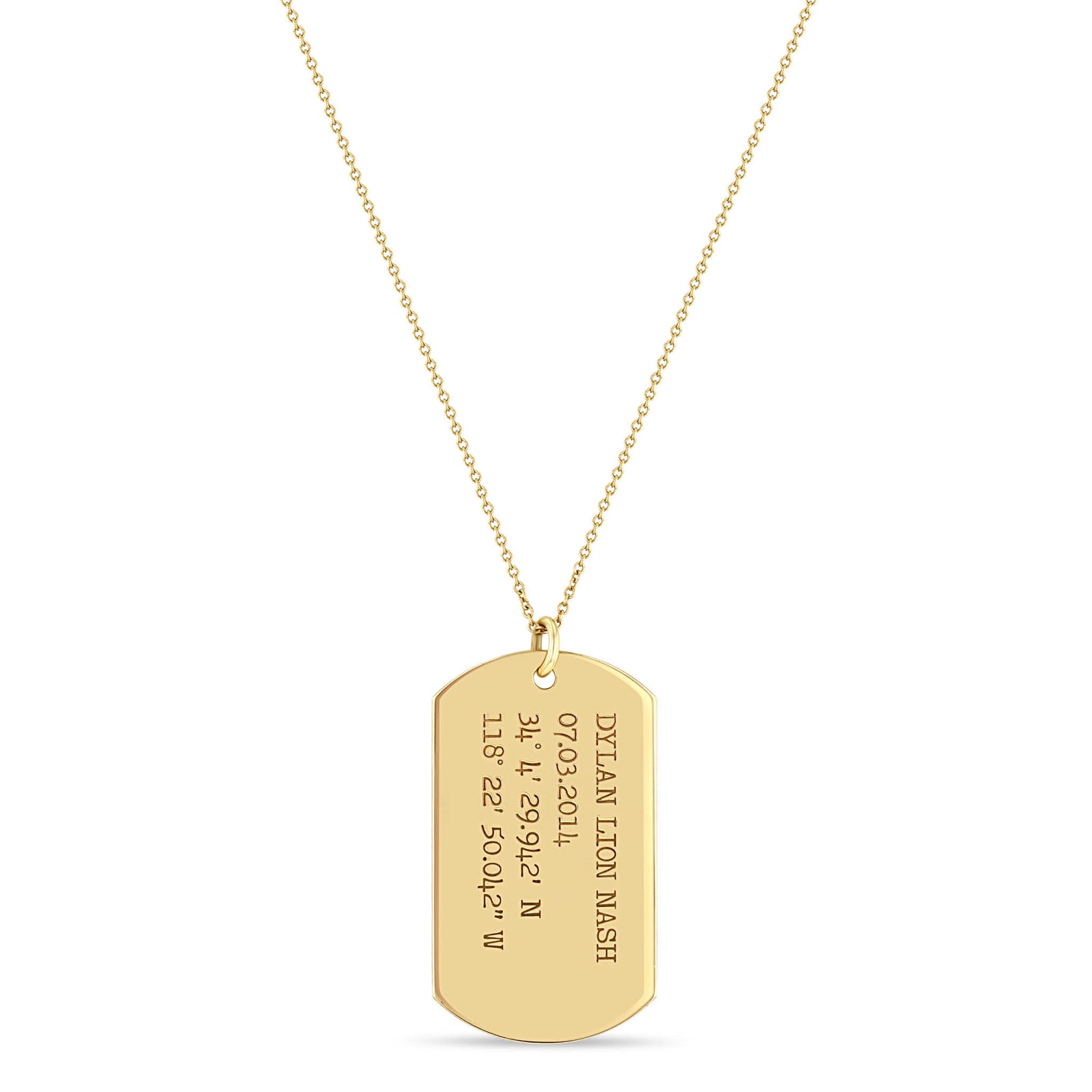 Zoe Chicco 14K Gold Large Engraved Dog Tag Necklace 14K Yellow Gold 28 29 30