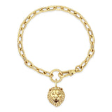 top down view of Zoë Chicco 14k Gold Lion Head Large Square Oval Link Bracelet with Swivel Clasp