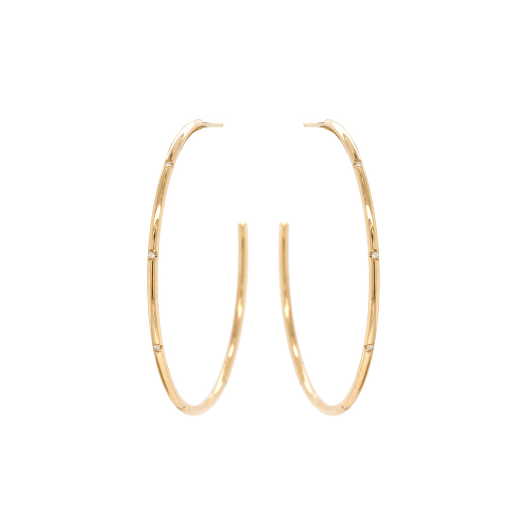 Zoë Chicco 14k Gold 5 Bead Set Diamond Large Hoop Earrings – ZOË CHICCO