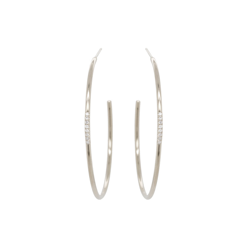 14k Pavé Diamond Thick Wire Large Hoops