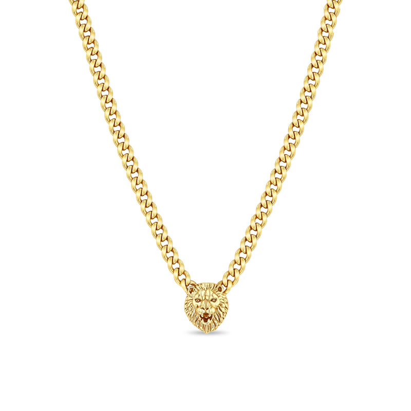 Zoë Chicco 14k Gold Lion Head Medium Curb Chain Necklace