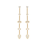 14k long bar mixed diamond earrings