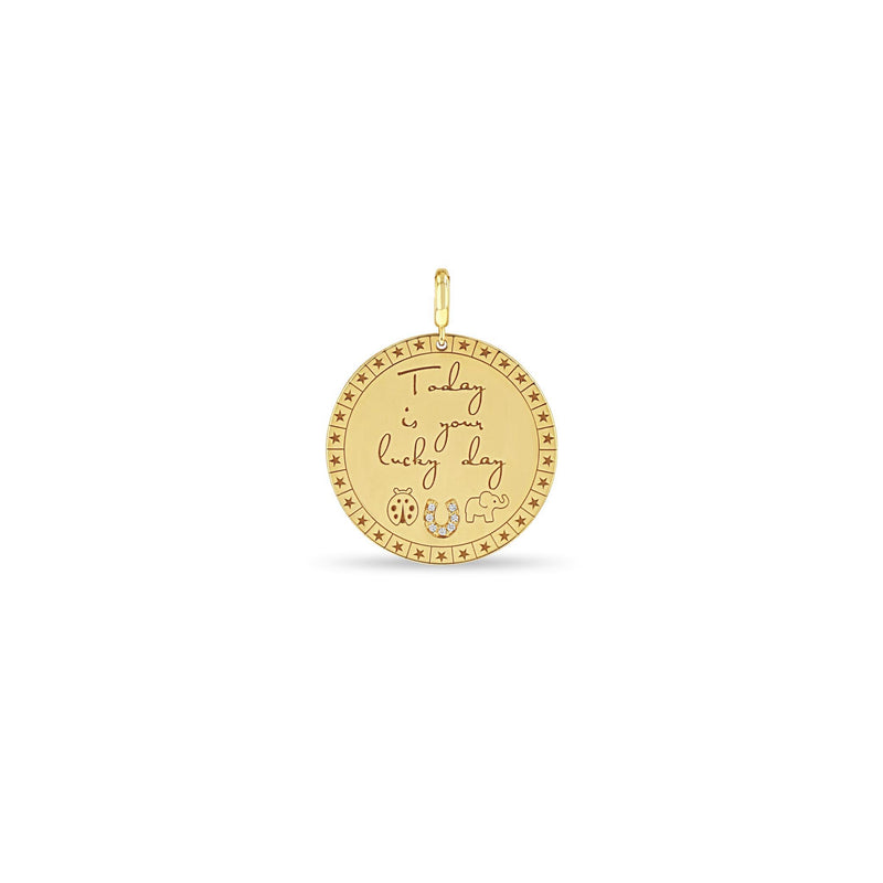  Large "Today is your lucky day" Mantra with Lucky Symbols Clip On Charm Pendant