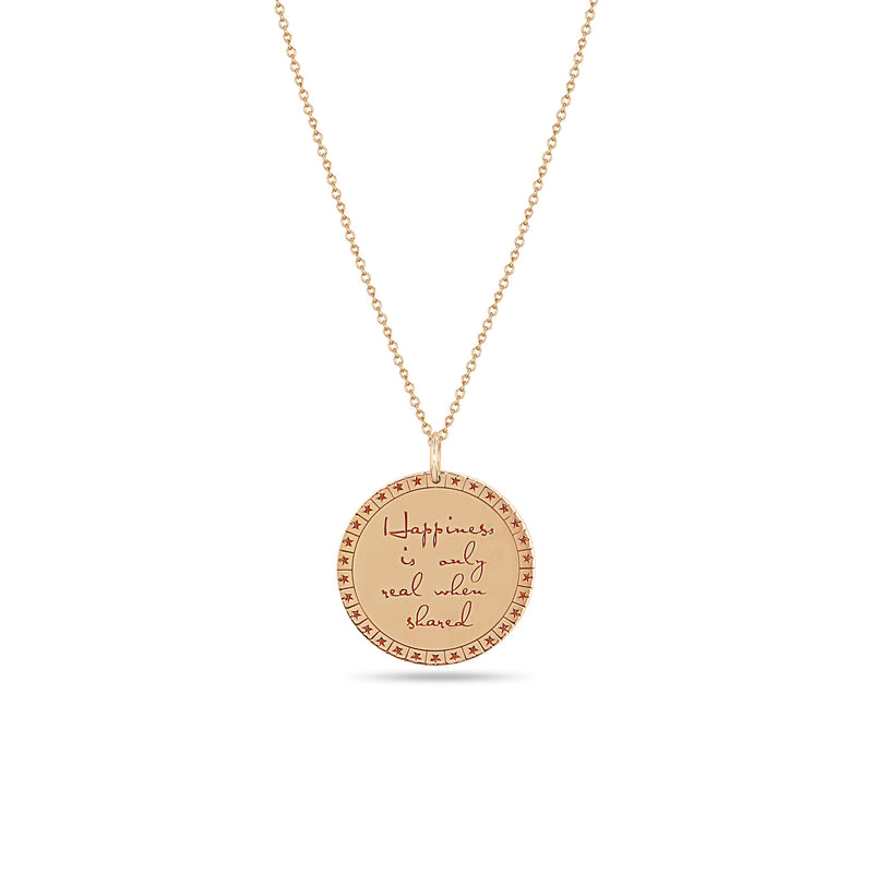 Zoë Chicco 14k Rose Gold Large Mantra with Star Border Necklace