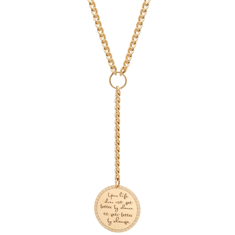 Zoe Chicco 14kt Gold Large Mantra Curb Chain Lariat Necklace