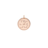 Zoë Chicco 14kt Gold Large Pavé Diamond Mantra Medallion Disc Charm engraved with I "heart" you to the "moon" and back.