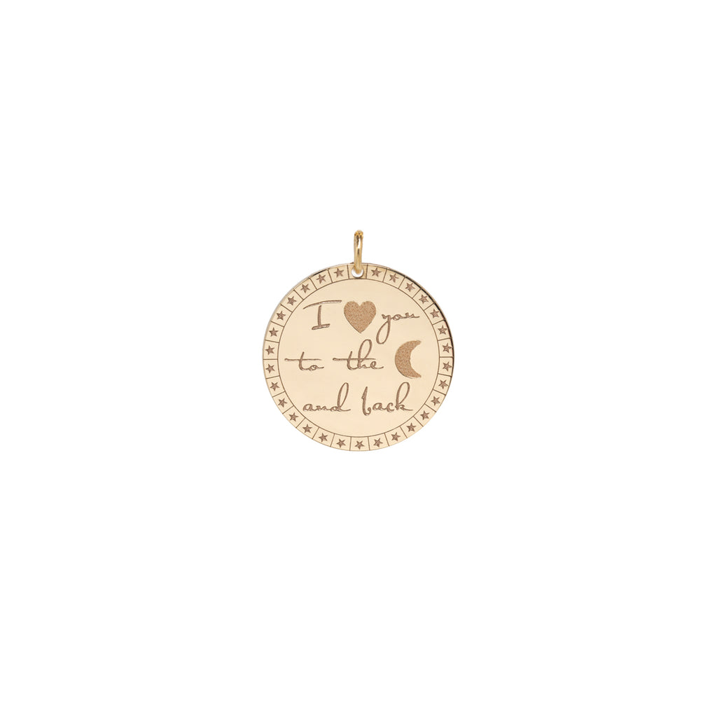 14k Large Mantra "I love you to the moon & back" Charm
