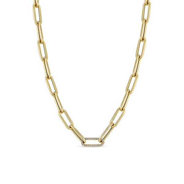 Zoë Chicco 14k Gold Pavé Diamond Link Large Paperclip Chain Necklace