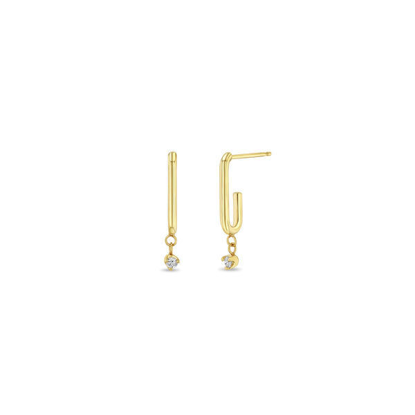 Zoë Chicco 14k Gold Paperclip Link Hoop Earrings with Dangling Diamonds