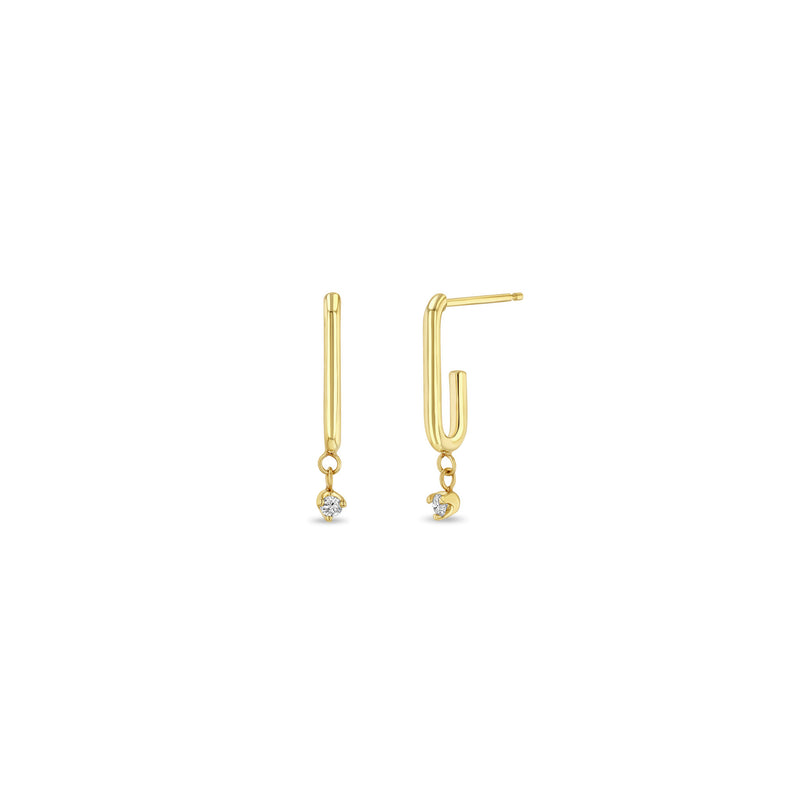 Zoë Chicco 14k Gold Paperclip Link Hoop Earrings with Dangling Diamonds