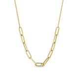 Zoë Chicco 14k Gold Paperclip Link Station with Diamond Necklace