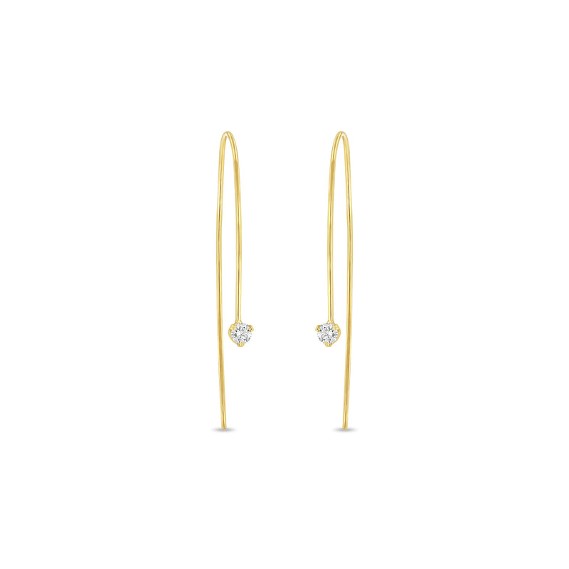 Zoë Chicco 14k Gold Large Prong Diamond Wire Threader Hook Earrings