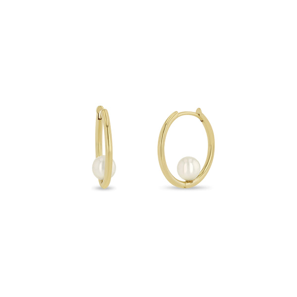 Zoë Chicco 14k Gold Nested Pearl Large Hinge Huggie Hoop Earrings
