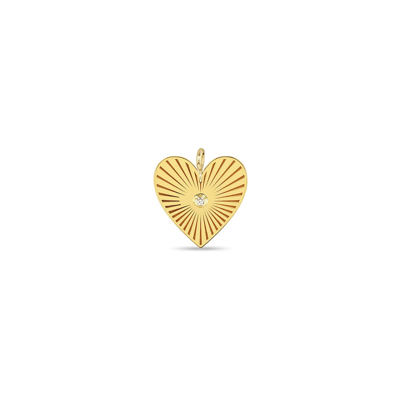 Zoë Chicco 14k Gold Large Radiant Heart Diamond Bezel Medallion Clip on Charm Pendant