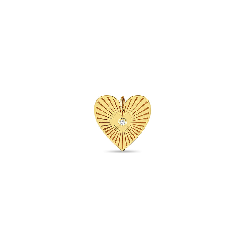 Zoë Chicco 14k Gold Large Radiant Heart Diamond Bezel Medallion Charm Pendant