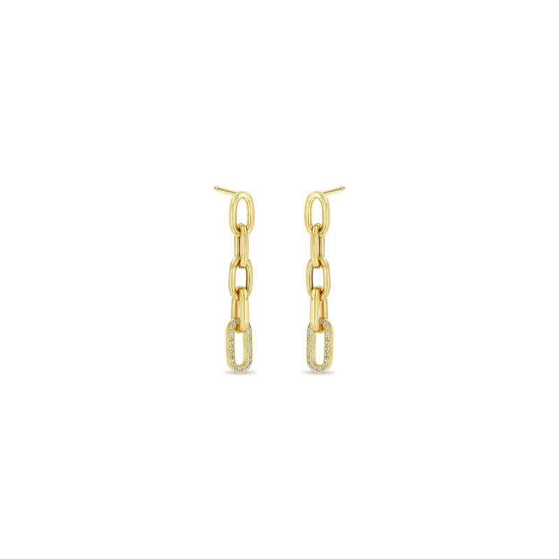 Zoë Chicco 14k Gold Pavé Diamond Link Large Square Oval Chain Drop Earrings
