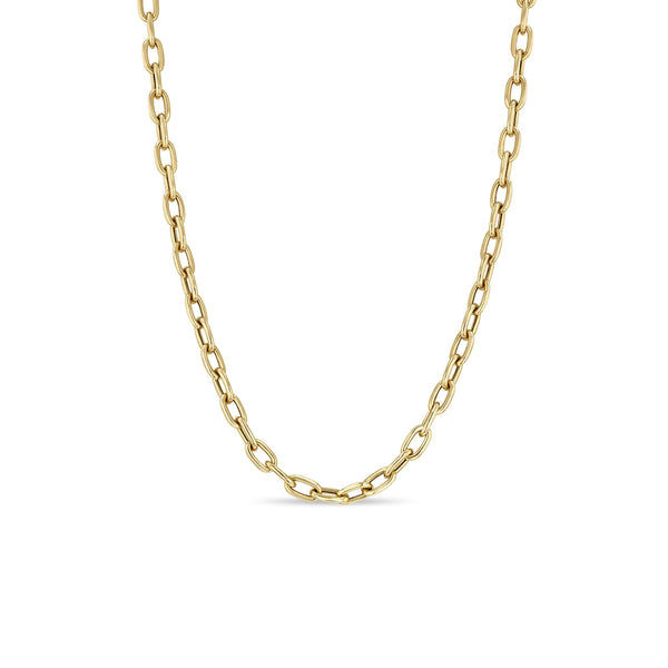 14k Gold Large Square Oval Link Chain Necklace