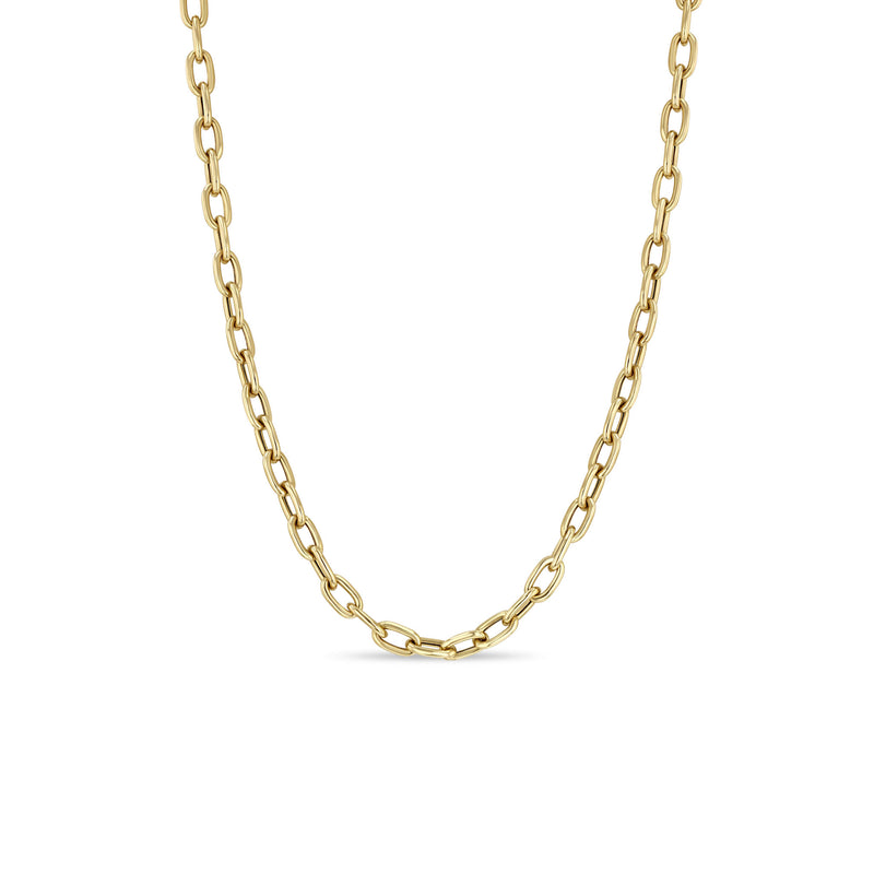 14k Gold Large Square Oval Link Chain Necklace