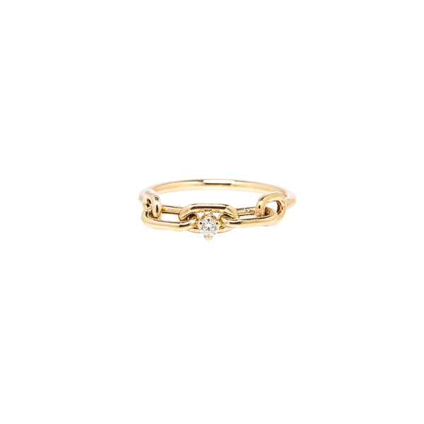 Zoë Chicco 14kt Gold Prong Diamond Square Oval Link Chain Ring