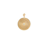 14k large sunbeam medallion disc charm with spring ring
