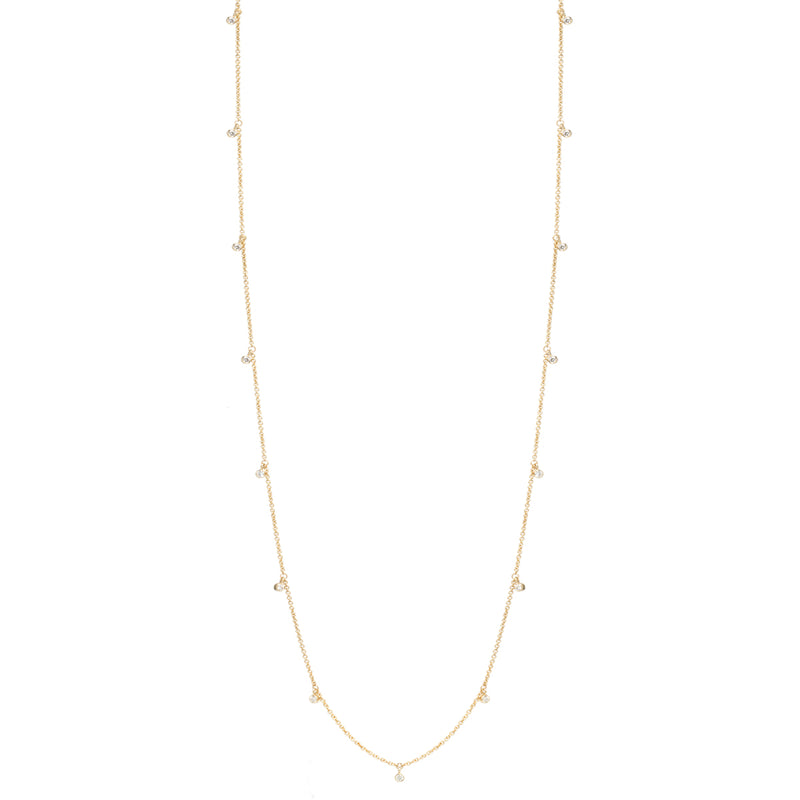 Zoë Chicco 14kt Gold Long 15 Scattered White Diamond Dangling Necklace