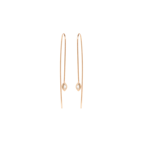 14k Marquise Diamond Wire Threader Earrings
