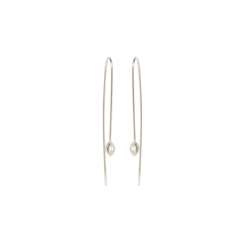 14k Marquise Diamond Wire Threader Earrings