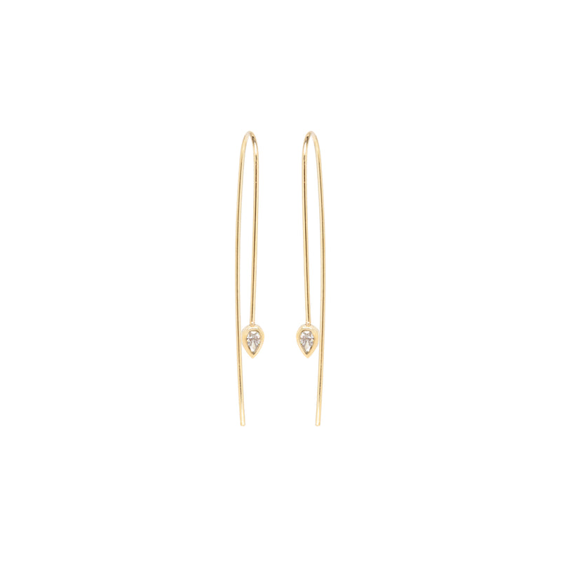 14k pear diamond wire earrings