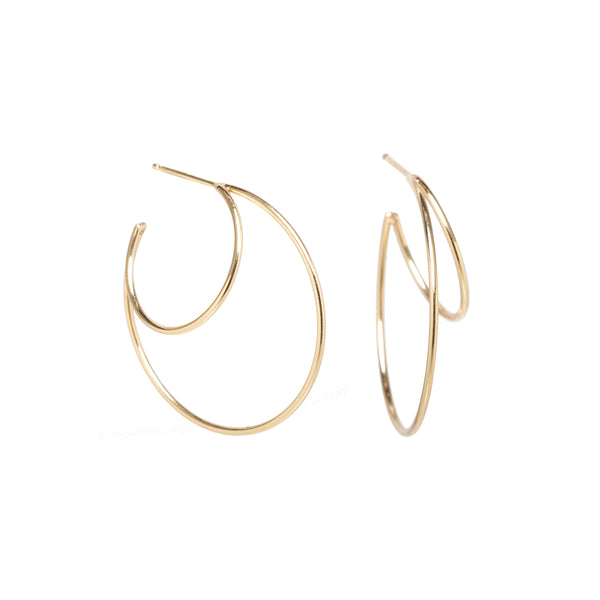 14k double wire large hoops