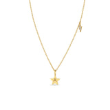 Zoë Chicco 14kt Gold Initial Star & Pavé Diamond Lightning Bolt Charm Necklace