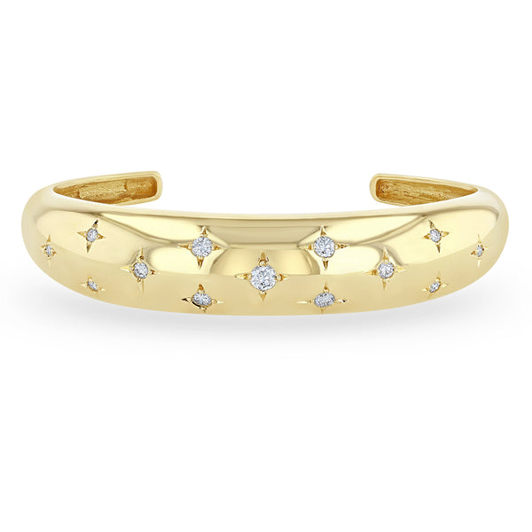 Zoë Chicco 14k Gold Scattered Diamonds Medium Aura Cuff Bracelet