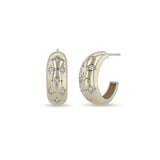 Zoë Chicco 14k White Gold Scattered Star Set Diamonds Medium Aura Hoop Earrings
