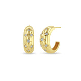Zoë Chicco 14k Yellow Gold Scattered Star Set Diamonds Medium Aura Hoop Earrings