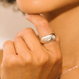 Platinum Medium Aura Ring with Mixed Pear & Emerald Cut Diamonds