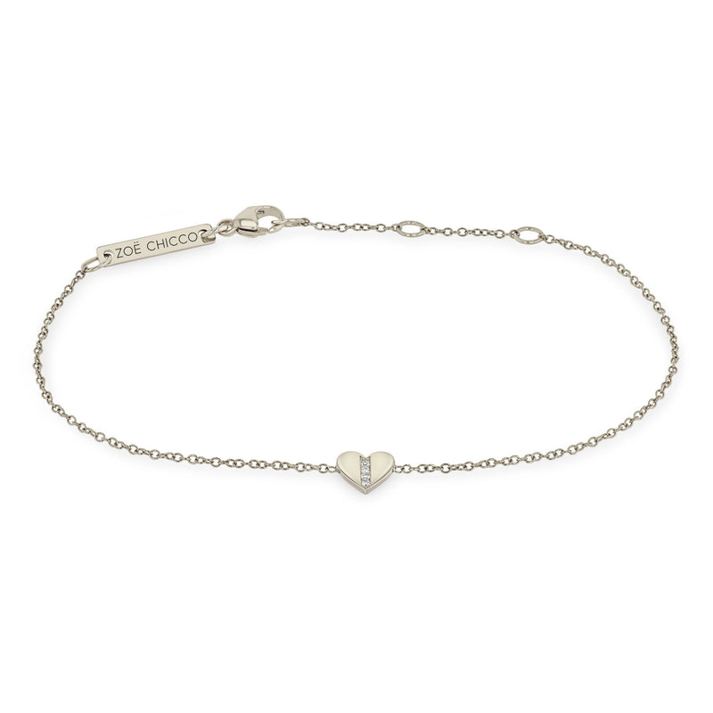Zoë Chicco 14k Gold Midi Bitty Pavé Diamond Line Heart Bracelet