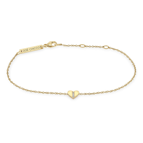 Zoë Chicco 14k Gold Midi Bitty Pavé Diamond Line Heart Bracelet