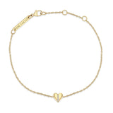 top down view of a Zoë Chicco 14k Gold Midi Bitty Pavé Diamond Line Heart Bracelet