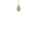 14k Midi Bitty Pavé Diamond Hamsa Charm with Spring Ring