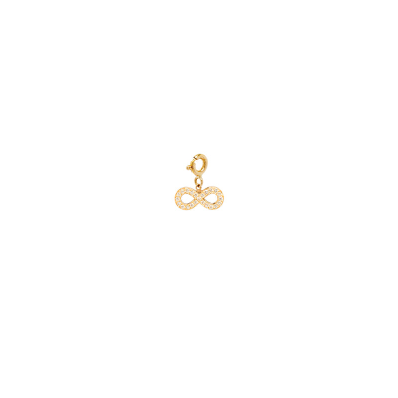 Zoë Chicco 14kt Gold Midi Bitty Pavé Diamond Infinity Charm Pendant with Spring Ring