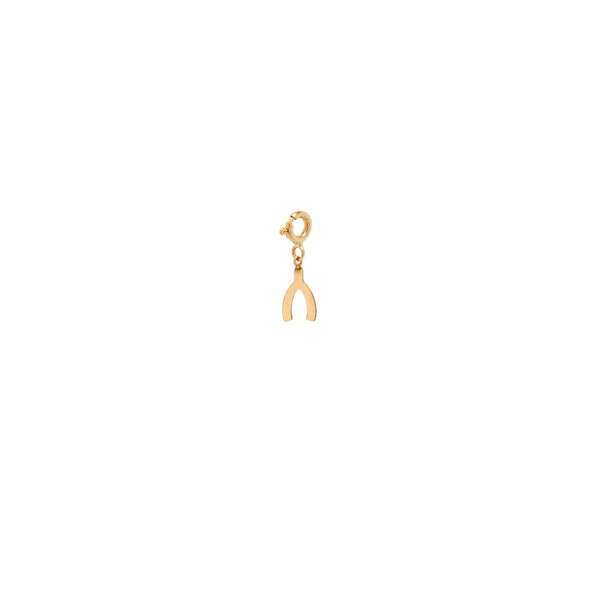 Zoë Chicco 14k Gold Midi Bitty Wishbone Charm Pendant with Spring Ring