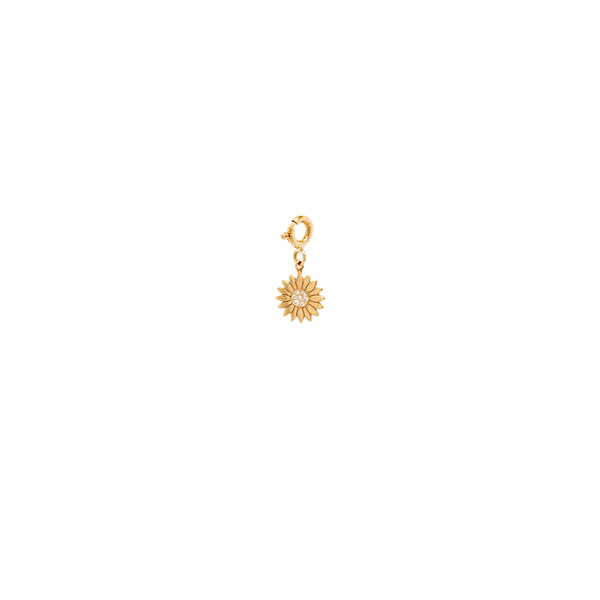 Zoë Chicco 14k Gold Midi Bitty Pavé Diamond Flower Charm Pendant with Spring Ring